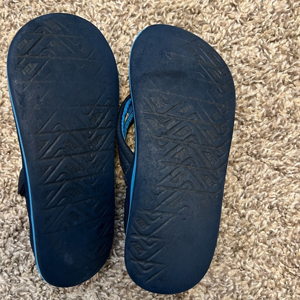 Reef Blue and Black Flip Flops with Striped Design - Picture 3 of 3